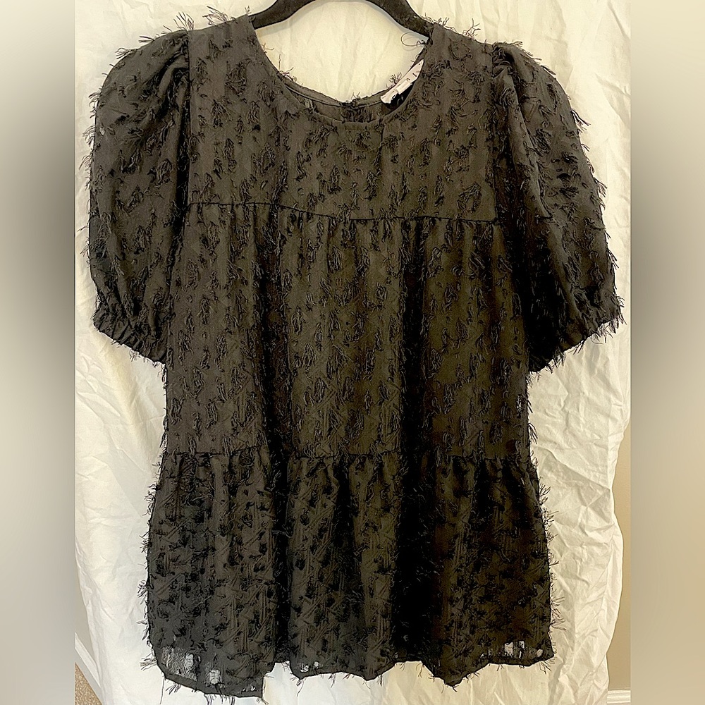 Interesting Textured Black Blouse